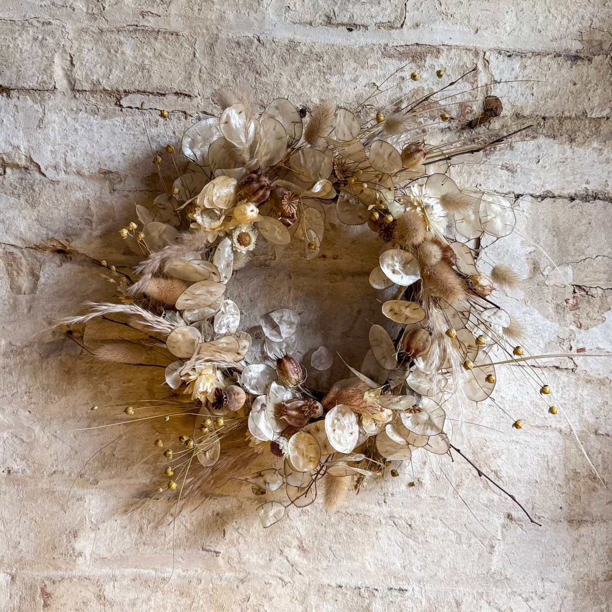 Small Dried Flower Wreath - Warm White