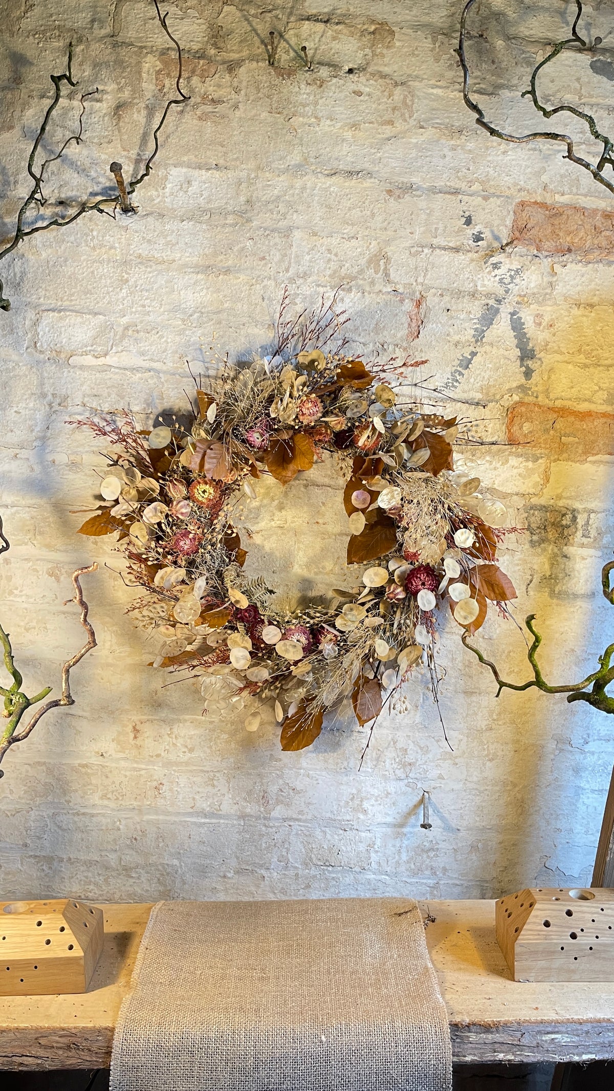 Large Dried Flower Wreath - Rusty Warm