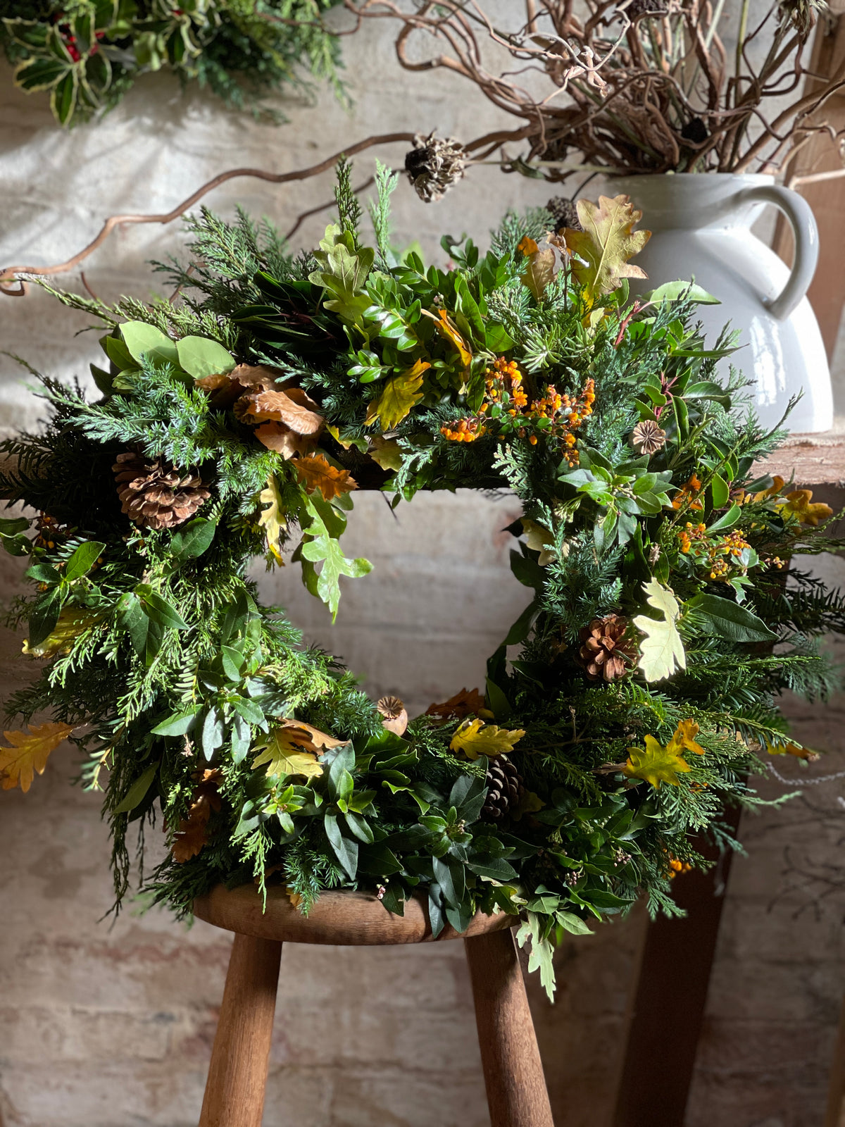 Large Christmas Wreath - Oak and Pine