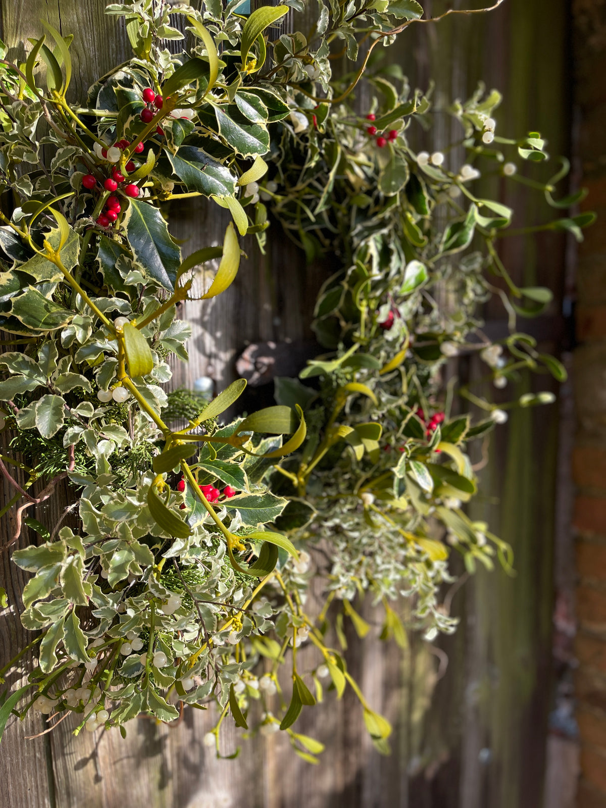 Small Christmas Wreath - Holly & Mistletoe