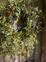 Small Christmas Wreath - Holly & Mistletoe