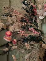 Large Dried Flower Wreath - Pinks and Green