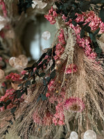 Large Dried Flower Wreath - Pinks and Green