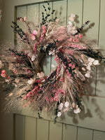 Large Dried Flower Wreath - Pinks and Green